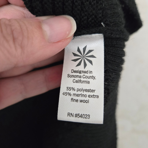 Athleta Hanover Sweater Black V Neck Merino Wool Blend Size Large - Picture 8 of 9